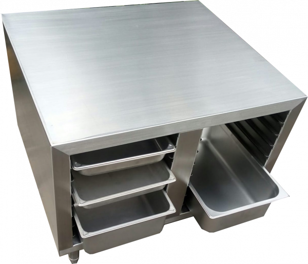 MESA CUADRADA CON DOS CHAROLAS