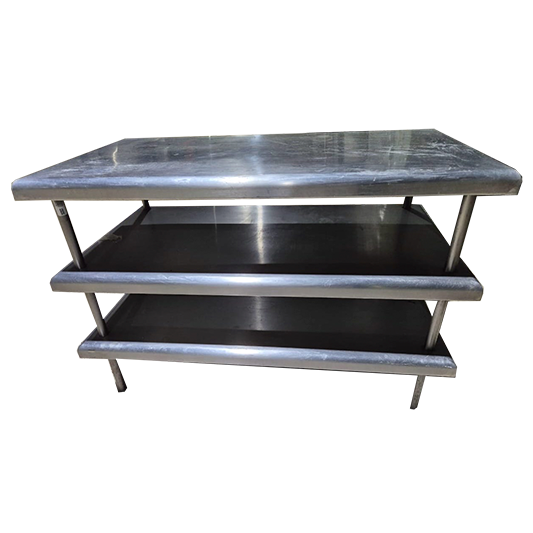 Mesa en acero inoxidable con 3 niveles