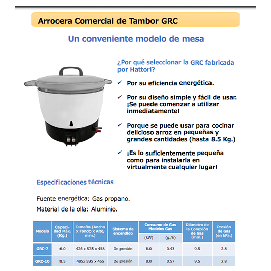 ARROCERA HATTORI japonesa a gas en aluminio
