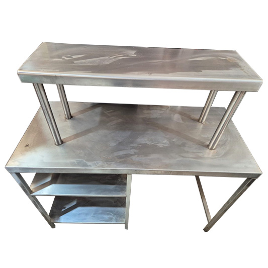 Mesa de Despacho en Acero Inoxidable con Repisa Superior y 2 Entrepaños - Imagen 2