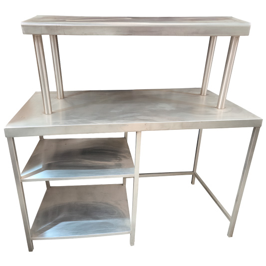 Mesa de Despacho en Acero Inoxidable con Repisa Superior y 2 Entrepaños - Imagen 3