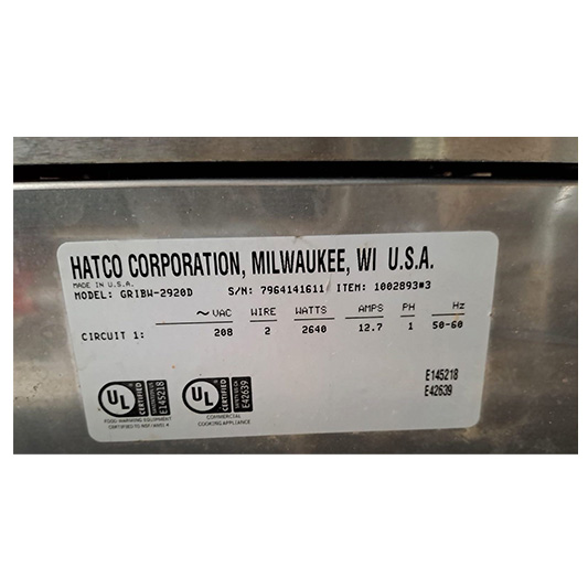 RETENEDOR DE CALOR HATCO GRIBW-2920D - Imagen 4