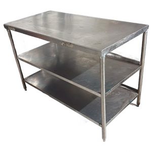 Mesa de Trabajo en Acero Inoxidable con 2 Entrepaños