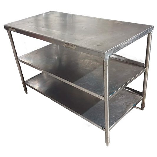 Mesa de Trabajo en Acero Inoxidable con 2 Entrepaños