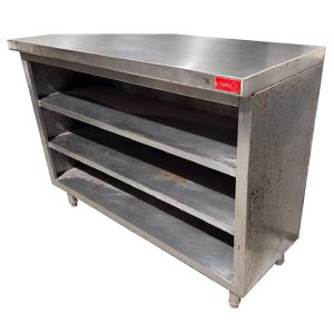 Mesa de acero inoxidable marca UNOX con 3 entrepaños